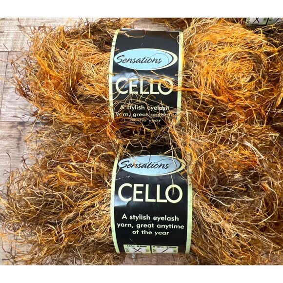 Sensations Cello Eyelash Yarn 50g Skeins Gold & Brown Polyester - Picture 2 of 3